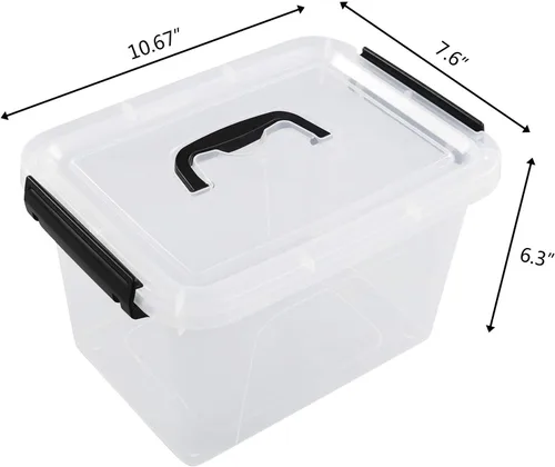 Miniatura 2 de Paquete de 6 cajas de almacenamiento de plástico de 5 litros con tapa, cajas con tapa transparente
