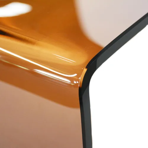Miniatura 5 de Mesa de café de vidrio SMARTIK, mesas de café ámbar modernas para sala de estar, pequeña mesa auxiliar rectangular de vidrio templado con efecto