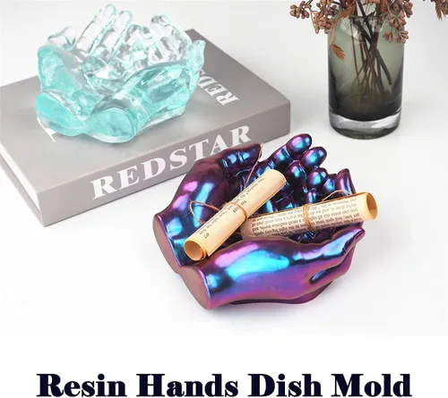 Miniatura 4 de Actvty Molde de mano para resina, bandeja de silicona con forma de mano para fundición epoxi, plato de almacenamiento de joyas de bricolaje
