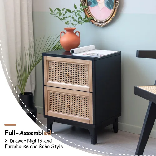 Miniatura 3 de COZAYH Mesita de noche de estilo granja moderna completamente ensamblada con líneas limpias, mesa auxiliar con 1 cajón, negro