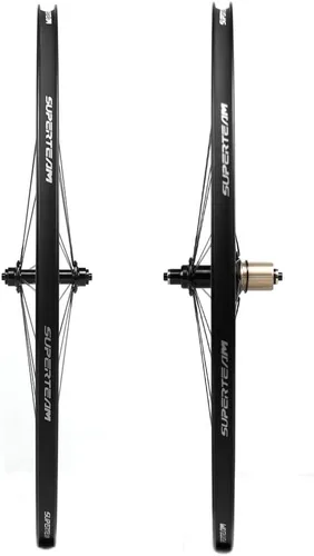 Miniatura 6 de Superteam Ruedas de Bicicleta de Carretera de Fibra de Carbono 700C, Juego de Ruedas Clincher de 50mm, Mate de 23 de Ancho Plateado