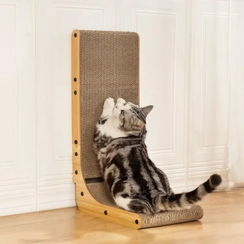 Miniatura 6 de Poils bebe Rascador de gato en forma de L, rascador de gato de 26.8 pulgadas para gatos de interior, protección de muebles, almohadilla de arañazos