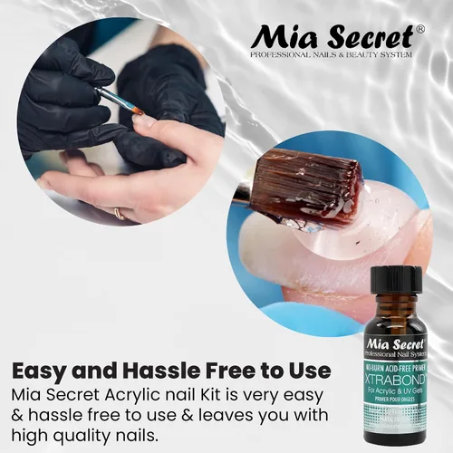 Miniatura 2 de Kit acrílico de uñas Mia Secret: 1/2 oz monómero líquido, 1/2 oz acrílico transparente en polvo, pegamento de uñas secado rápido, 1/2 oz esmalte