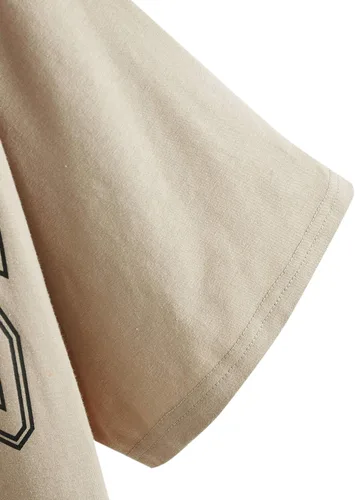 Miniatura 4 de SheIn Camiseta larga con diseño de letras grandes y hombros caídos para mujer