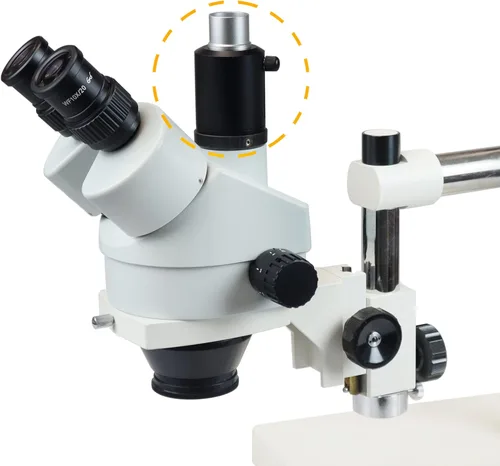 Miniatura 3 de Parco Scientific PA-CM-22 Adaptador ajustable de la lente del C-Mount para el microscopio estéreo trinocular, interfaz de la cámara de 82.0 ft m