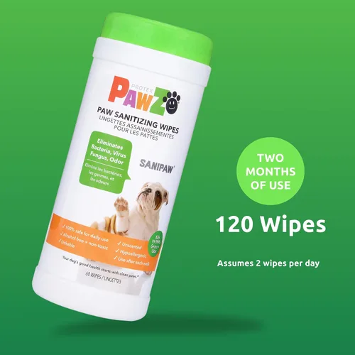 Miniatura 3 de Protex PawZ SaniPaw Toallitas eliminadoras de olores para patas de perro (120 toallitas), toallitas limpiadoras para el aseo del perro, ingredientes