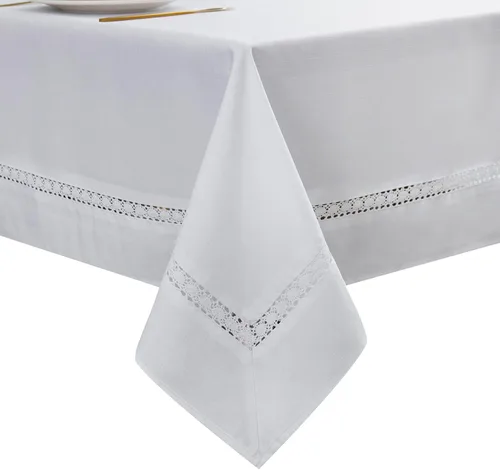 Miniatura 11 de EHouseHome Mantel de tela resistente con encaje blanco, impermeable, sin arrugas, resistente a las manchas, a prueba de aceite, para comedor
