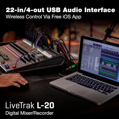 Miniatura 4 de Zoom LiveTrak L-20 Mezclador/Grabadora Multipista para músicos, 20 entradas/22 canales, 6 salidas de auriculares/monitor, interfaz de audio USB