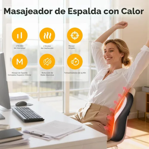 Miniatura 2 de Shiatsu - Masajeador de espalda y cuello para aliviar el dolor de tejido profundo, masajeador de espalda rodante hacia arriba y hacia abajo