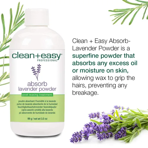 Miniatura 3 de Clean + Easy Absorb Lavender Powder Pre Waxing Treatment Polvo absorbente de humedad para depilación, 3.5 onzas