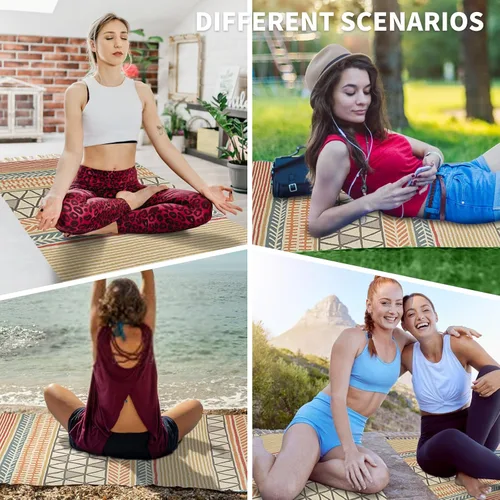 Miniatura 5 de Cifupy Tapete de yoga orgánico hecho a mano con esterilla de yoga de algodón orgánico, alfombra de yoga plegable y antideslizante tejida a mano que