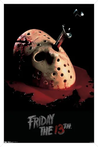 Miniatura 13 de Trends International Friday The 13th - Póster de pared de máscara sangrante, 14.725 x 22.375 pulgadas, versión enmarcada de madera de granero