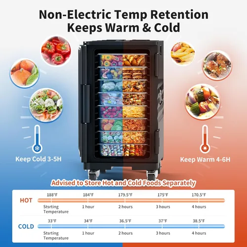 Miniatura 2 de NEEDONE Calentador de alimentos, contenedor de bandeja de alimentos aislado LLDPE de 127 Qt para alimentos calientes/fríos, con ruedas