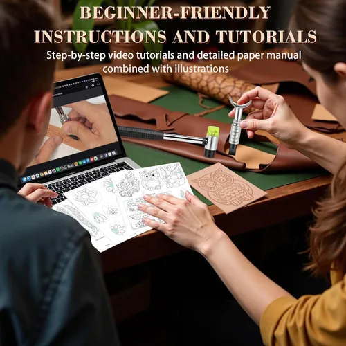 Miniatura 5 de UHAPEER Kit de manualidades de cuero de 88 piezas: herramientas y suministros para trabajo de cuero para adultos, con herramientas de estampado