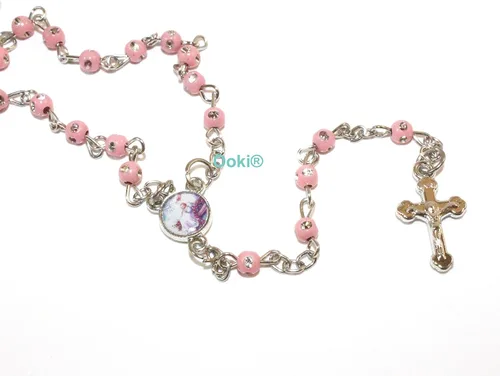 Miniatura 2 de Ooki Rosario de bebé bendito en frasco de vidrio con cuentas rosario rosario de cuentas rosario de bautizo plata católico crucifijo collar de fiesta