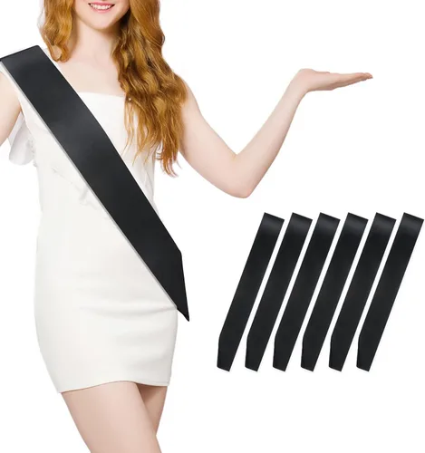6 Piezas Bandas de Satén en Blanco Decoraciones para Fiestas Banda Negra en Blanco Banda Lisa Banda de Cumpleaños Bandas para Cumpleaños, Boda,