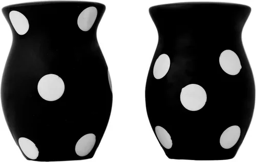 Miniatura 9 de ACK Viva Collection - Juego de sal y pimienta de cerámica pintada a mano con lunares rojos, recargable, 3-1/2 pulgadas de alto, decoración de cocina