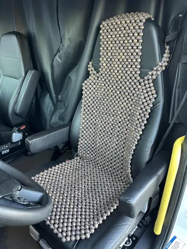 Miniatura 5 de Protector de asiento con cuentas de madera natural, almohadilla transpirable, fresca y cómoda para verano, cojín masajeador (cuadrado)