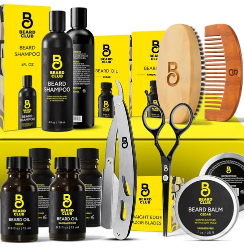 Miniatura 15 de Kit de cuidado de barba y kit de aseo para hombres The Beard Club - Esenciales para un cabello facial más saludable y con estilo - Navaja de filo