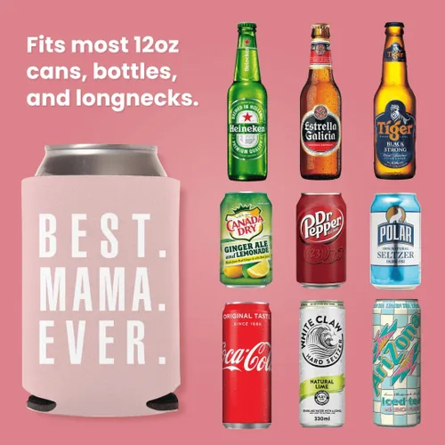 Miniatura 4 de Enfriadores con texto en inglés "Best Mama Ever" (Best Mama Ever) con el texto en inglés "Best Mama Ever", "Best Dad Can Coolers", divertidas fundas