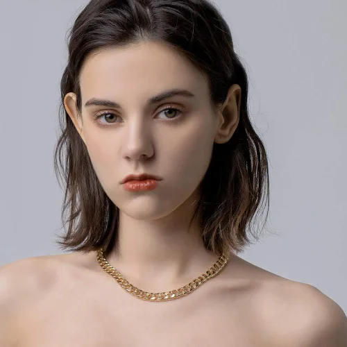 Miniatura 3 de CLASSYZINT Gargantilla de cadena de eslabones cubanos de oro para mujer, collar de cadena de oro grueso de 0.354in de grosor, collar de moda