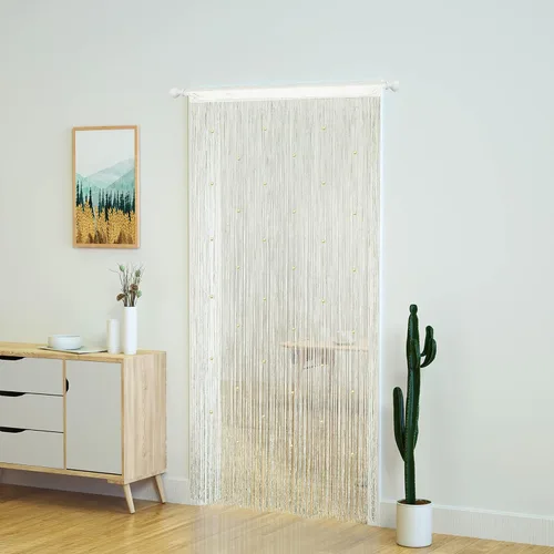 Miniatura 3 de YaoYue Cortina de Hilos con Cuentas para Puerta, Cortinas de Hilos para Puerta, con Borlas, Cuentas, Franja Colgante, Divisores de Habitación