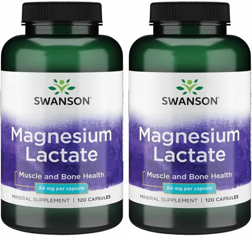Swanson Lactato de magnesio, suplemento mineral sin lactosa para apoyo a la salud muscular y ósea* - Suave con el estómago - Sin OMG y sin gluten -