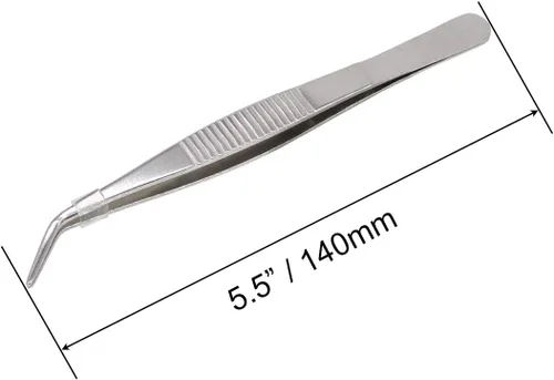 Miniatura 2 de Pinzas de acero inoxidable de 5-1/2 pulgadas con punta dentada curvada, pinzas multiusos para reparación de manualidades, paquete de 2