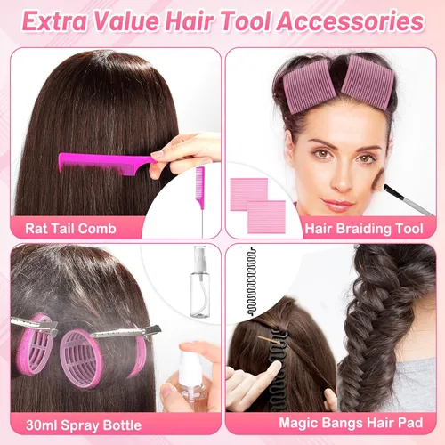 Miniatura 4 de 41 piezas de rodillos de cabello jumbo con clips, rodillos de cabello grandes con 3 tamaños 64mm 55mm 48mm, rodillo de cabello de autoagarre