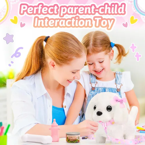 Miniatura 6 de Tagitary - Juguetes de peluche interactivos, juguete de cachorro para niños, juguete electrónico de perro que camina y ladra, cola meneando, juguete
