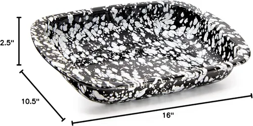 Miniatura 4 de Golden Rabbit Enamelware - Molde para hornear, 3 cuartos de galón, Black Swirl