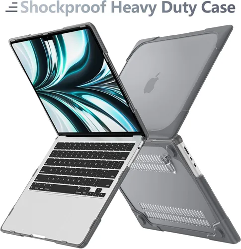 Miniatura 4 de Batianda Funda resistente para MacBook Air de 15 pulgadas 2026 M5 2025 M4 2024 2023 versión modelo A3448/A3241/A3114/A2941, soporte plegable Gris