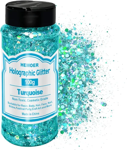Miniatura 17 de HEMOER Purpurina Gruesa Holográfica, 12 Colores de Lentejuelas Brillantes, Conjunto de Purpurina de Poliéster Exclusivo Mixto para Resina Epoxi
