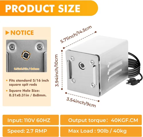 Miniatura 2 de YJINGRUI Motor de asador de 15 W, motor de barbacoa de 90 libras/88.2 lbs, motor de asador resistente para parrilla, motor eléctrico de barbacoa