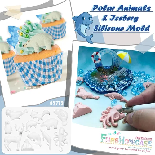 Miniatura 4 de Molde de silicona para fondant Arctic Animals de 11 cavidades de 1 a 3 pulgadas Vida Silvestre Polar