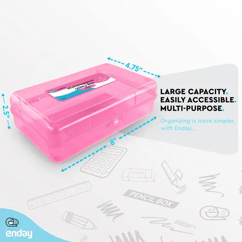 Miniatura 5 de Emraw Caja de almacenamiento de utilidad, caja de lápices multiusos de color brillante para suministros escolares, caja de lápices de plástico
