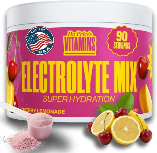 Miniatura 13 de Dr. Price's Vitamins, Mezcla de electrolitos: Fórmula de súperhidratación + oligoelementos, Sabor a frambuesa (Paquete de 30 polvos), Mezcla