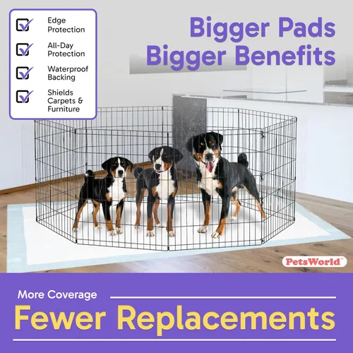 Miniatura 3 de PETSWORLD Almohadillas para orinar de perro de gran tamaño (40 x 99 pulgadas), almohadillas gigantes 4XL para entrenamiento de cachorros