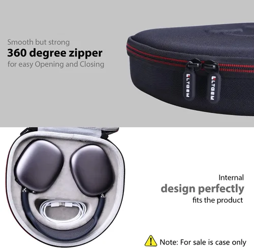 Miniatura 4 de LTGEM - Funda compatible con auriculares Airpods Max, funda rígida para oficina, bolsa de almacenamiento de viaje, color negro y gris (solo funda)