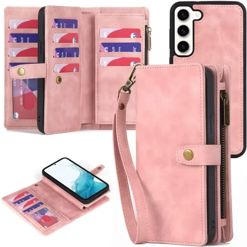 Miniatura 11 de TwoHead Funda tipo cartera para Samsung Galaxy S22 Ultra con tarjetero y funda magnética desmontable, funda de cuero con protección completa