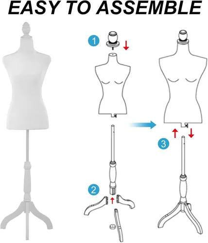 Miniatura 7 de BLKMTY Maniquí femenino con forma de torso para costura, maniquí de costura, altura del cuerpo, modelo de vestido de ropa ajustable con base