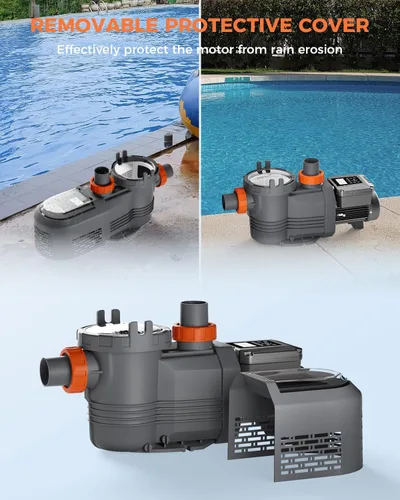 Miniatura 8 de Bomba de piscina de velocidad variable de 3 HP de 220-240V, Bomba de piscina para piscinas enterradas, 11359 GPH de alto caudal potente autoprimante