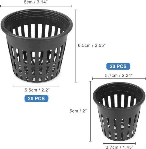 Miniatura 2 de Paquete de 40 macetas de red de 3 pulgadas y 2 pulgadas, macetas de plástico ligeras de red económicas para hidroponía, cultivo en interiores