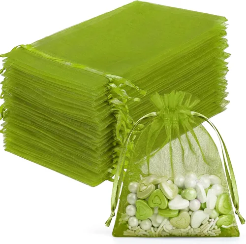 Miniatura 14 de FUNFERY 100 bolsas de organza naranja de 4 x 6 pulgadas, pequeñas bolsas de regalo con cordón de malla para bolsitas, joyas, dulces, recuerdo