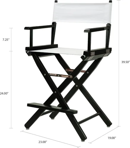 Miniatura 3 de Casual Home - Silla de director de 24 pulgadas, marco negro, con lienzo blanco, altura de mostrador