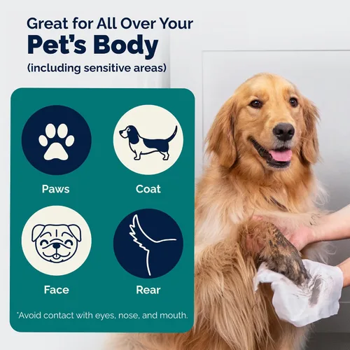 Miniatura 5 de Vetnique Furbliss/Dermabliss Toallitas para mascotas para perros y gatos para aseo, limpieza y desodorización, toallitas gruesas para perros