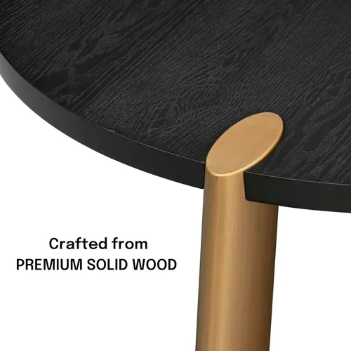 Miniatura 3 de NTC Mesa de centro redonda de madera Tribase Boho de 40 pulgadas para sala de estar y comedor, impermeable y resistente al calor, negro quemado