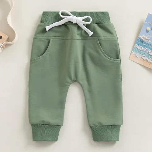 Miniatura 3 de Mubineo Pantalones deportivos básicos lisos para bebés, niños y niñas, cómodos pantalones de algodón con bolsillos