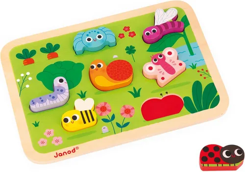 Miniatura 9 de Janod - Rompecabezas grueso de dinosaurio de 7 piezas - Tiempo de juego para niños pequeños - Mejora las habilidades motoras - Diseño de madera