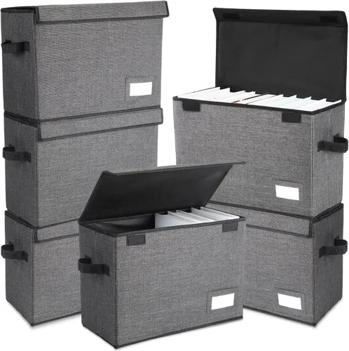 Miniatura 9 de Chuangdi 6 cajas de almacenamiento de cómics, caja corta plegable de cómic con tapa, 15.8 x 7.9 x 11.4 pulgadas, contenedor con capacidad para 150